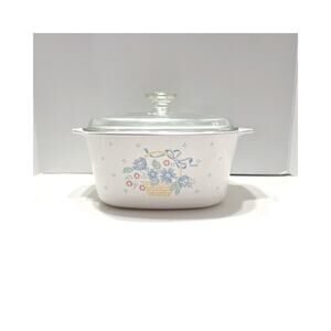 Vintage Corell Corning Ware Casserole Dish W/Lid Country Cornflower Pattern 3 Qt